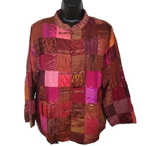 Thai Silk Mandarin collar patchwork jacket size Large